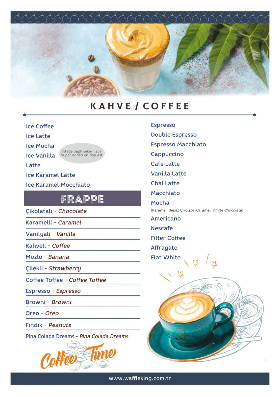 Waffle King Menü - Kahveler